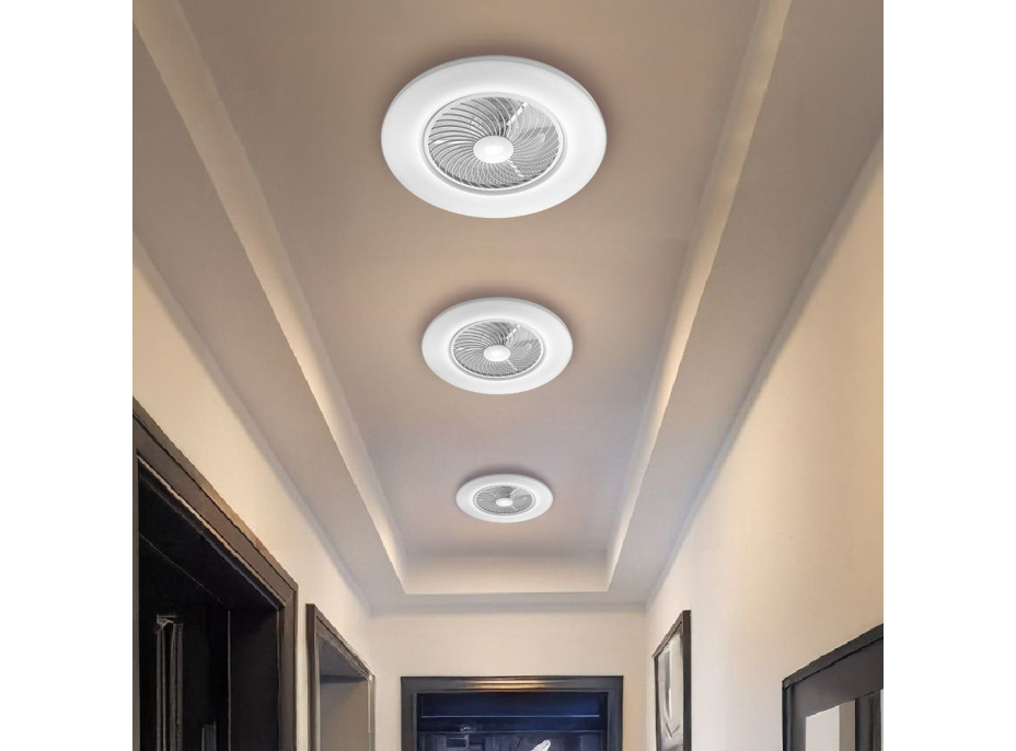 Stropní LED svítidlo s ventilátorem na dálkové ovládání - bílé