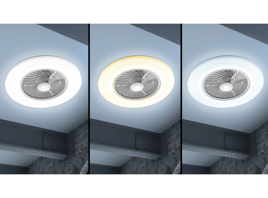 Stropní LED svítidlo s ventilátorem na dálkové ovládání - bílé