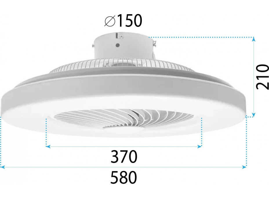 Stropní LED svítidlo s ventilátorem na dálkové ovládání - bílé