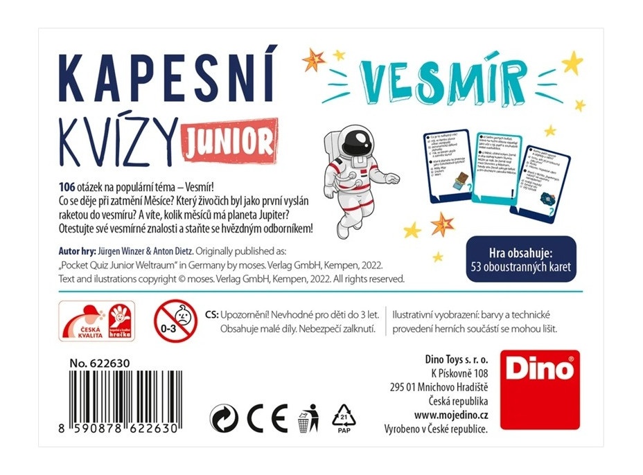 Dino Kapesní kvízy JUNIOR Vesmír