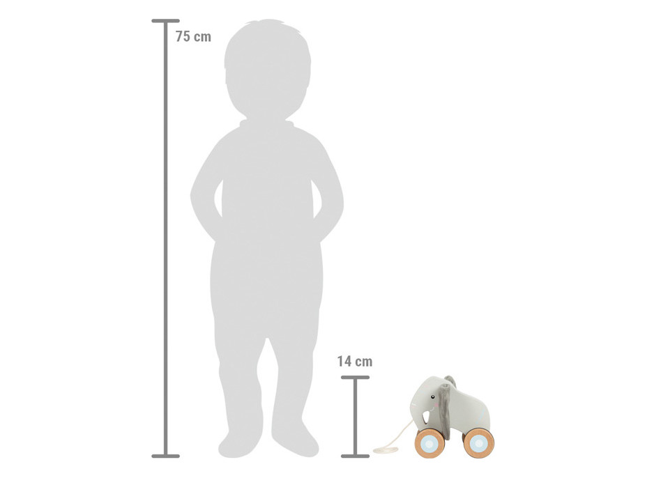 small foot Dřevěná tahací hračka Slon se šustivými oušky