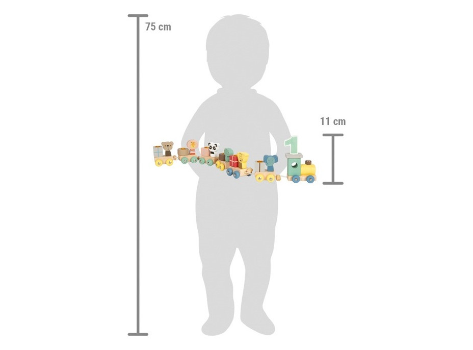 small foot Dřevěný narozeninový vláček se zvířátky
