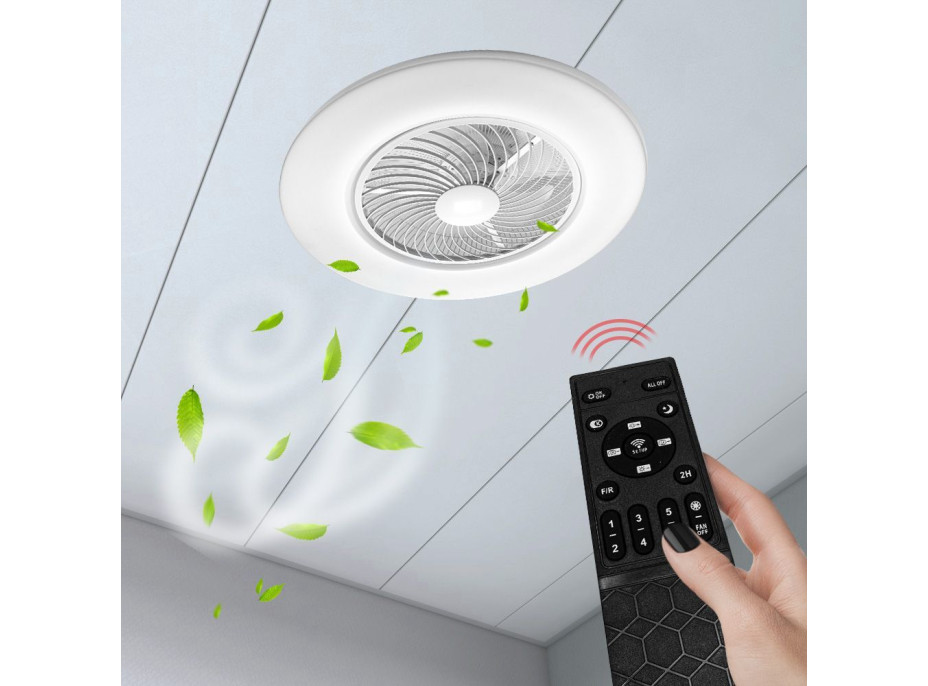 Stropní LED svítidlo s ventilátorem na dálkové ovládání - bílé