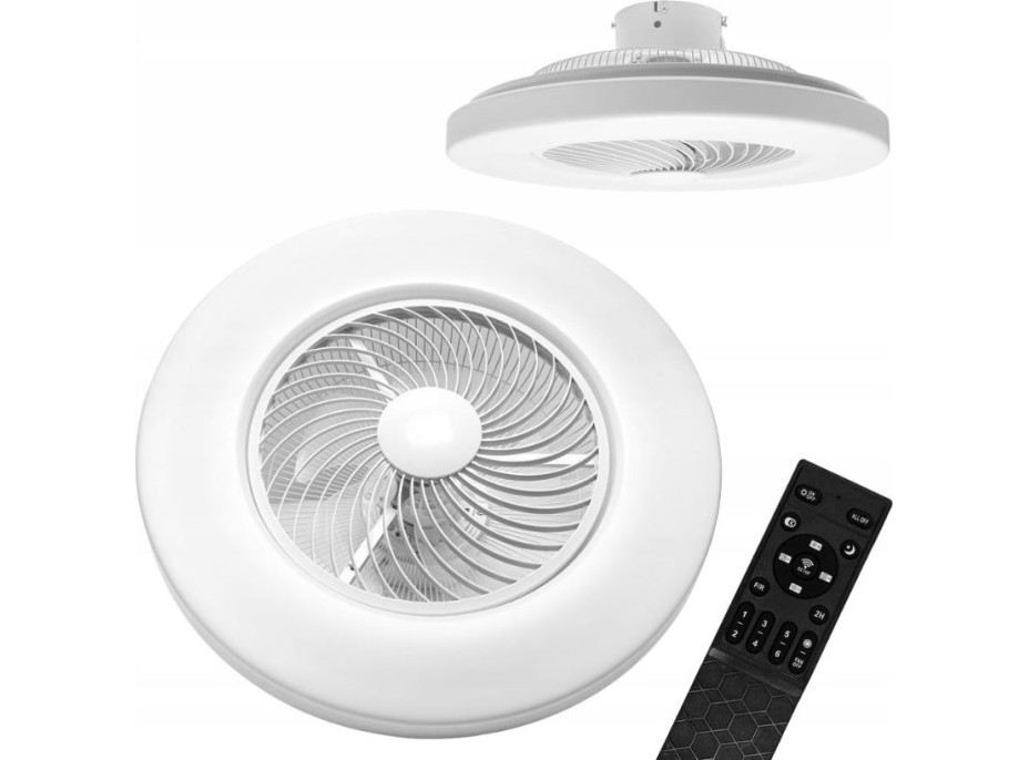 Stropní LED svítidlo s ventilátorem na dálkové ovládání - bílé