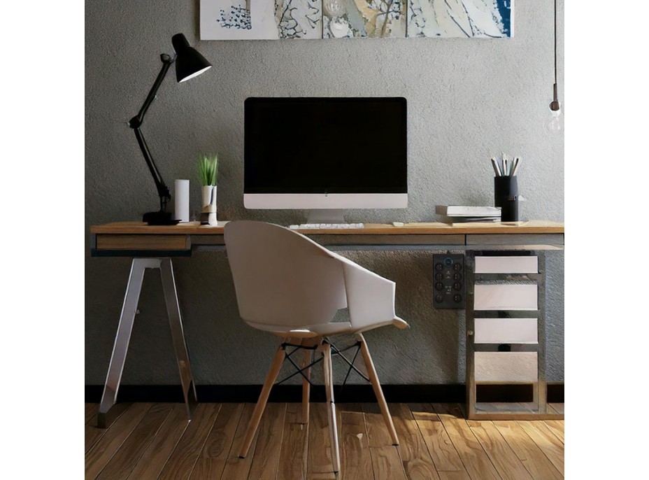 Solight přepěťová ochrana, 8z, USB A+CA, 2m, černá