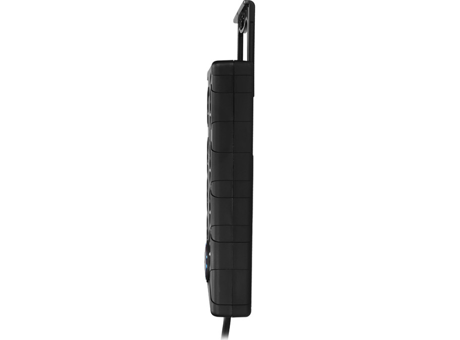 Solight přepěťová ochrana, 8z, USB A+CA, 2m, černá