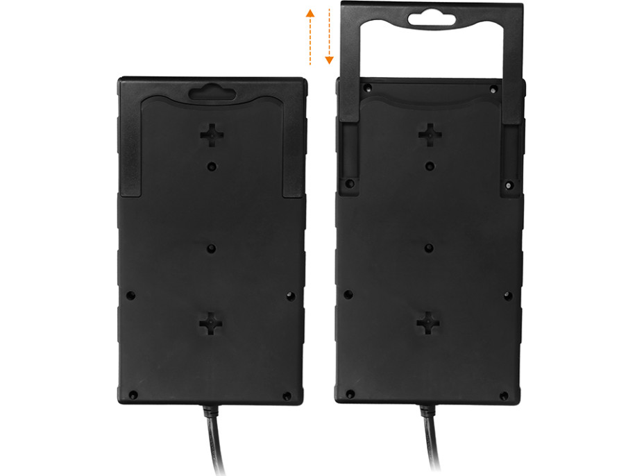 Solight přepěťová ochrana, 8z, USB A+CA, 2m, černá