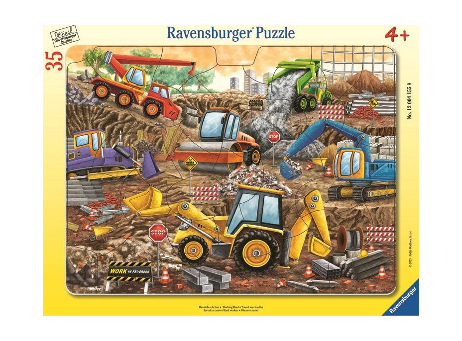 RAVENSBURGER Puzzle Stavební stroje v plném proudu 35 dílků