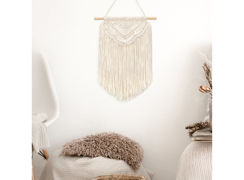 Závěsná dekorace macramé BOHO - ecru