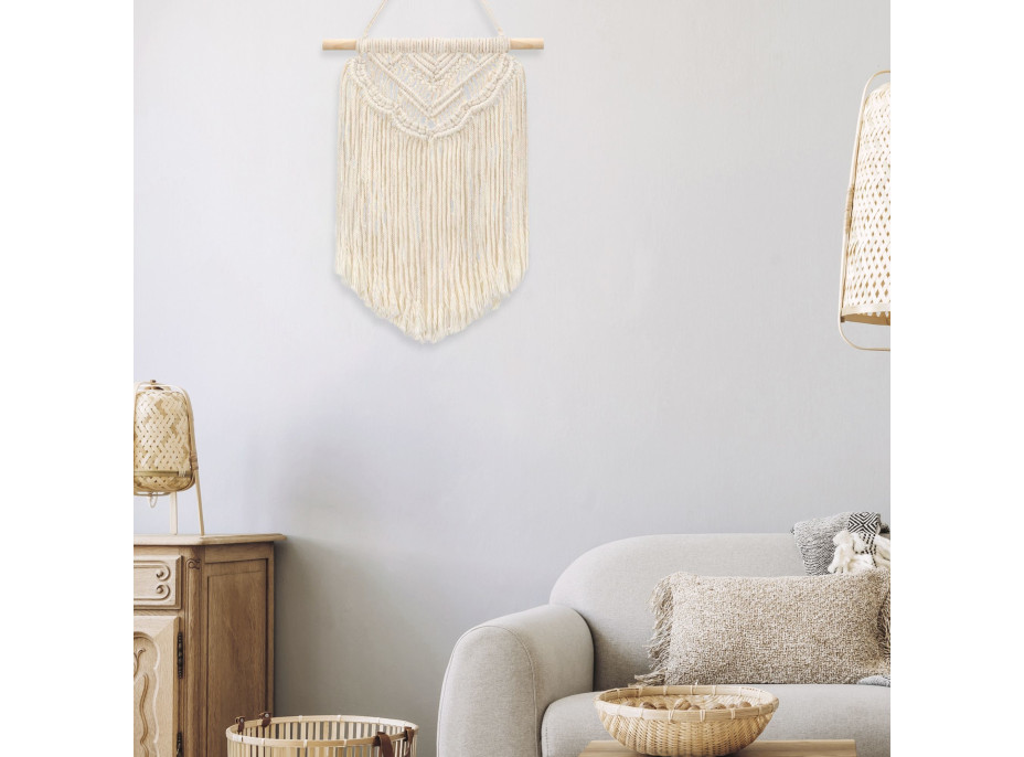 Závěsná dekorace macramé BOHO - ecru