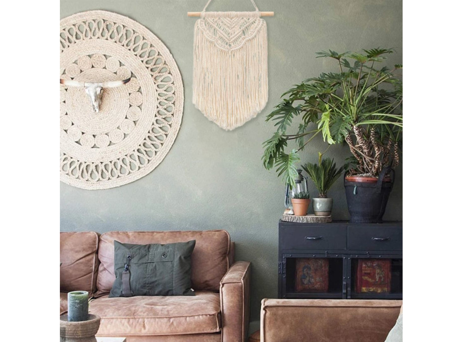 Závěsná dekorace macramé BOHO - ecru