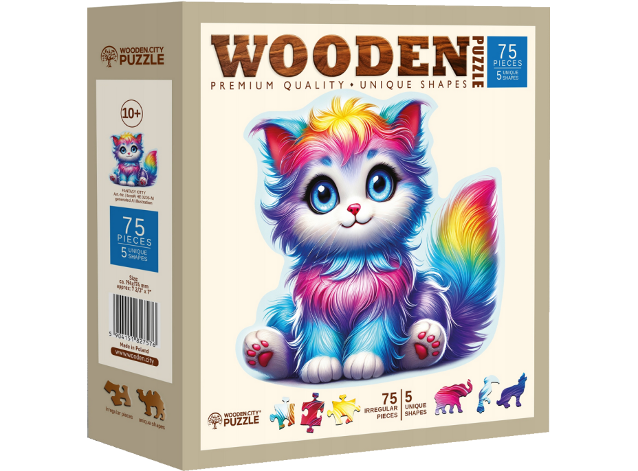 WOODEN CITY Dřevěné puzzle Barevné kotě 75 dílků