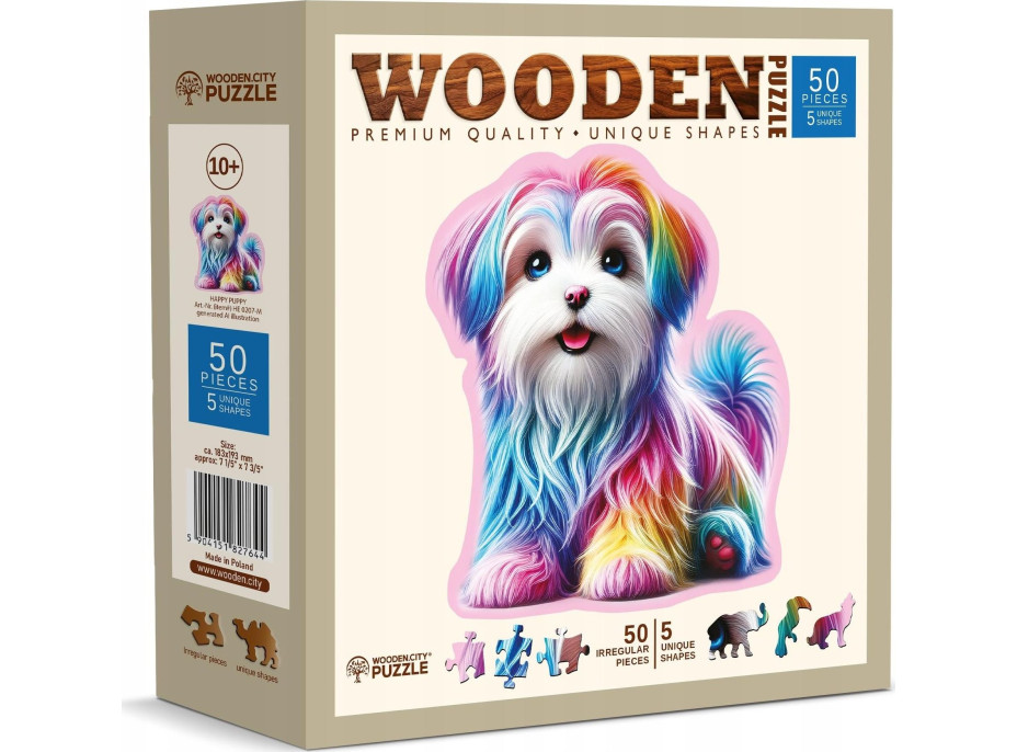 WOODEN CITY Dřevěné puzzle Veselé štěně 50 dílků WOODEN CITY Dřevěné puzzle Veselé štěně 50 dílků