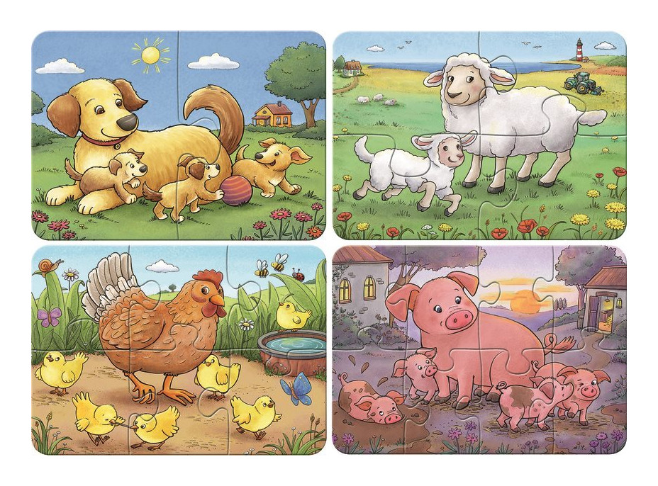 RAVENSBURGER Moje první puzzle Zvířecí rodinky na farmě 4v1 (2,4,6,8 dílků)