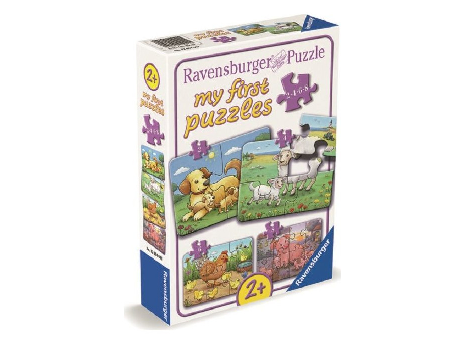 RAVENSBURGER Moje první puzzle Zvířecí rodinky na farmě 4v1 (2,4,6,8 dílků)