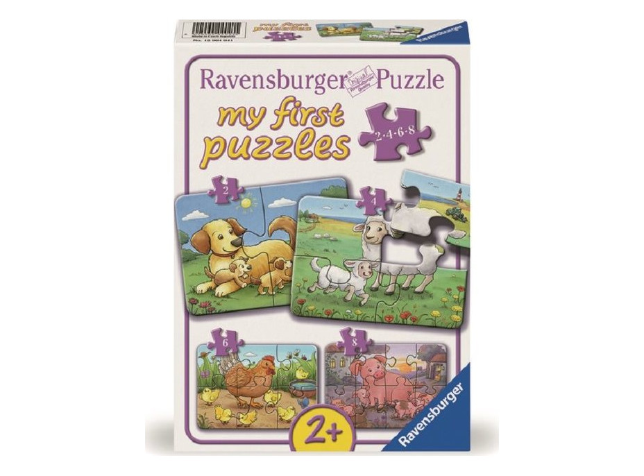 RAVENSBURGER Moje první puzzle Zvířecí rodinky na farmě 4v1 (2,4,6,8 dílků)