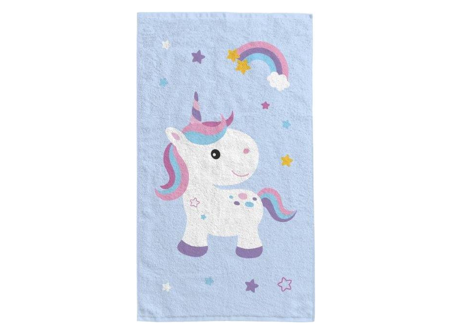 Dětský bavlněný ručník KIDS 30x50 cm - Jednorožec a duha