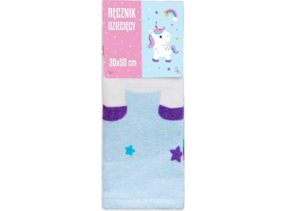 Dětský bavlněný ručník KIDS 30x50 cm - Jednorožec a duha