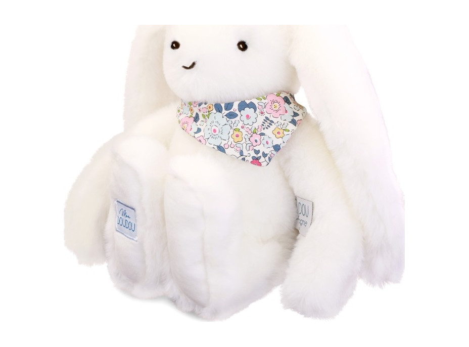 Doudou Plyšový králíček s šátkem bílý 35 cm