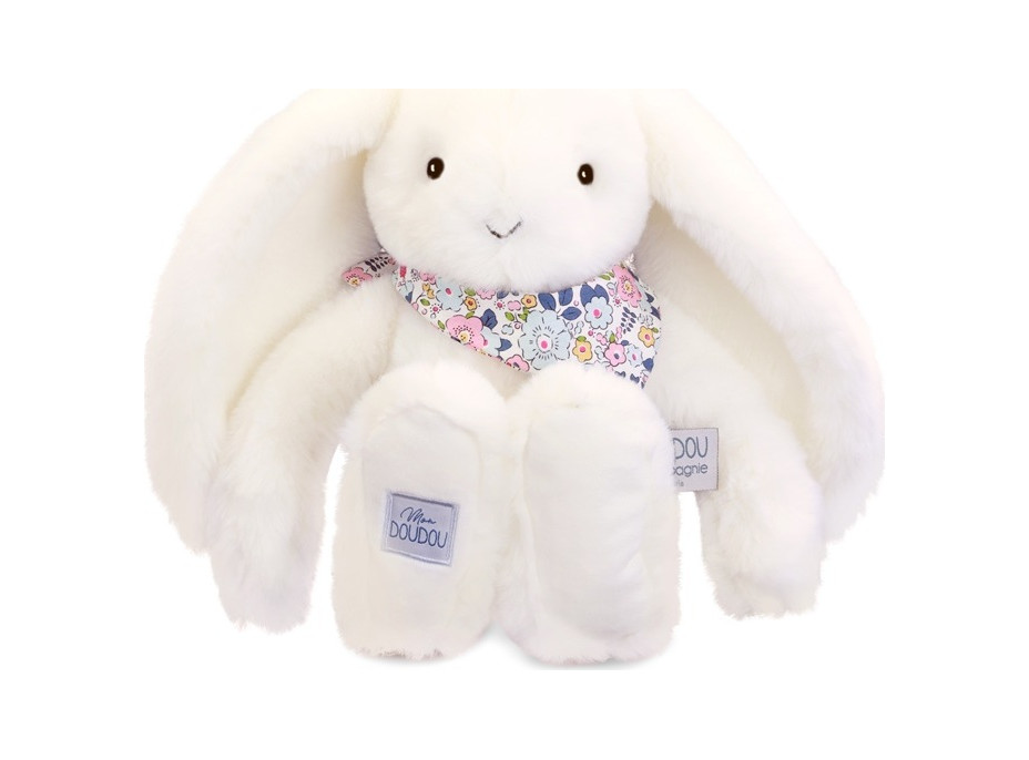 Doudou Plyšový králíček s šátkem bílý 35 cm