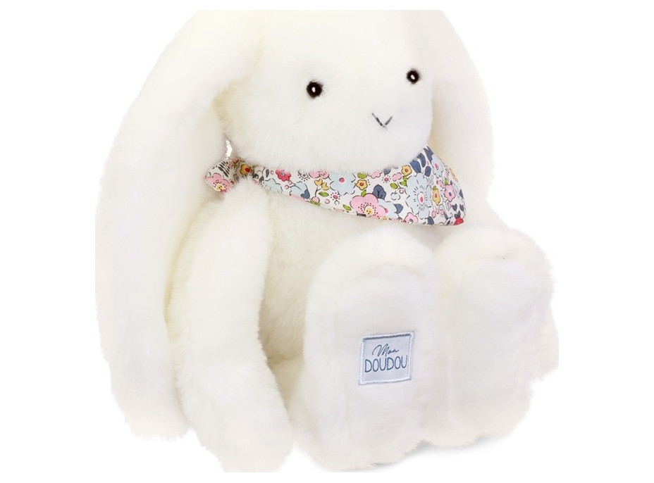 Doudou Plyšový králíček s šátkem bílý 35 cm