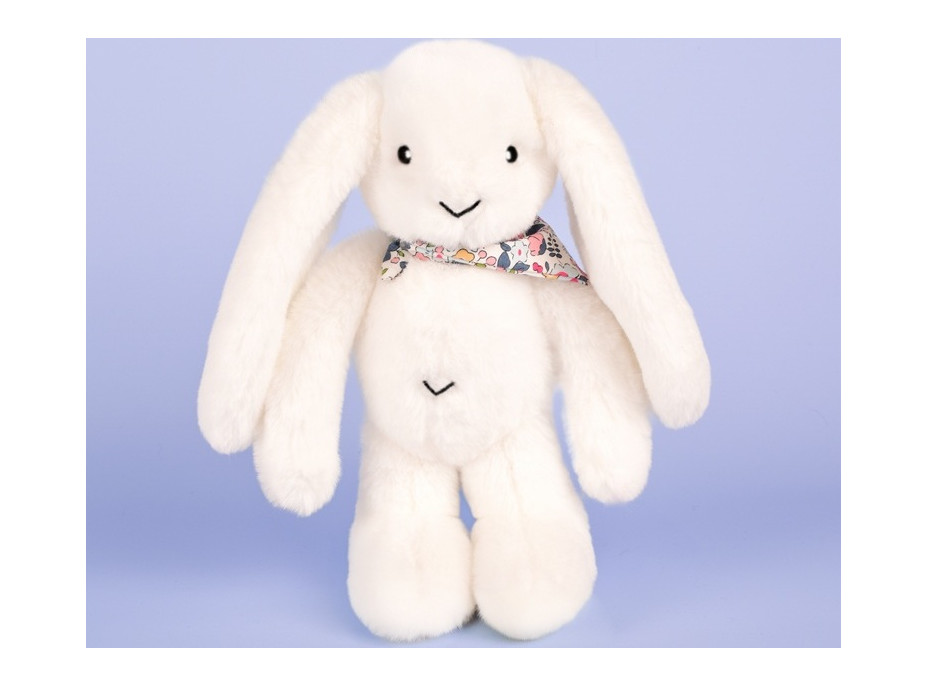 Doudou Plyšový králíček s šátkem bílý 35 cm