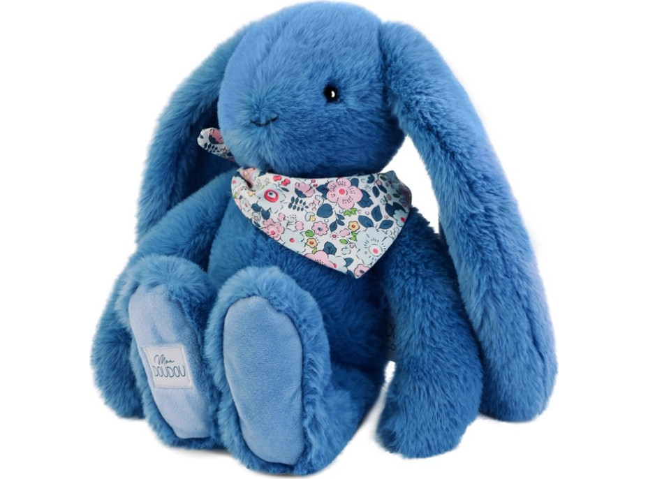 Doudou Plyšový králíček s šátkem modrý 35 cm