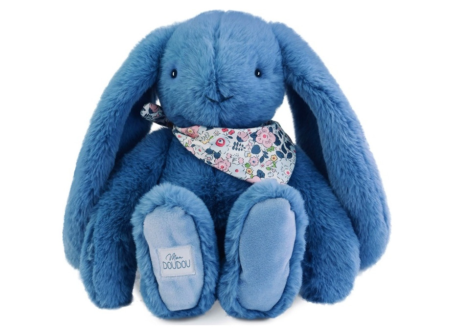 Doudou Plyšový králíček s šátkem modrý 35 cm