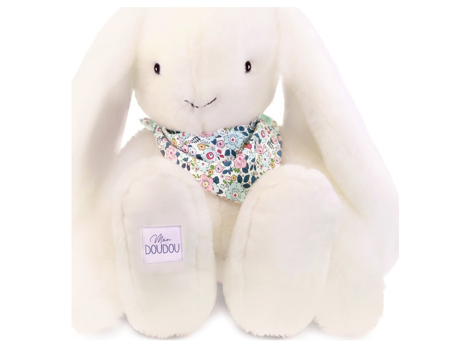 Doudou Plyšový králík XXL s šátkem bílý 50 cm