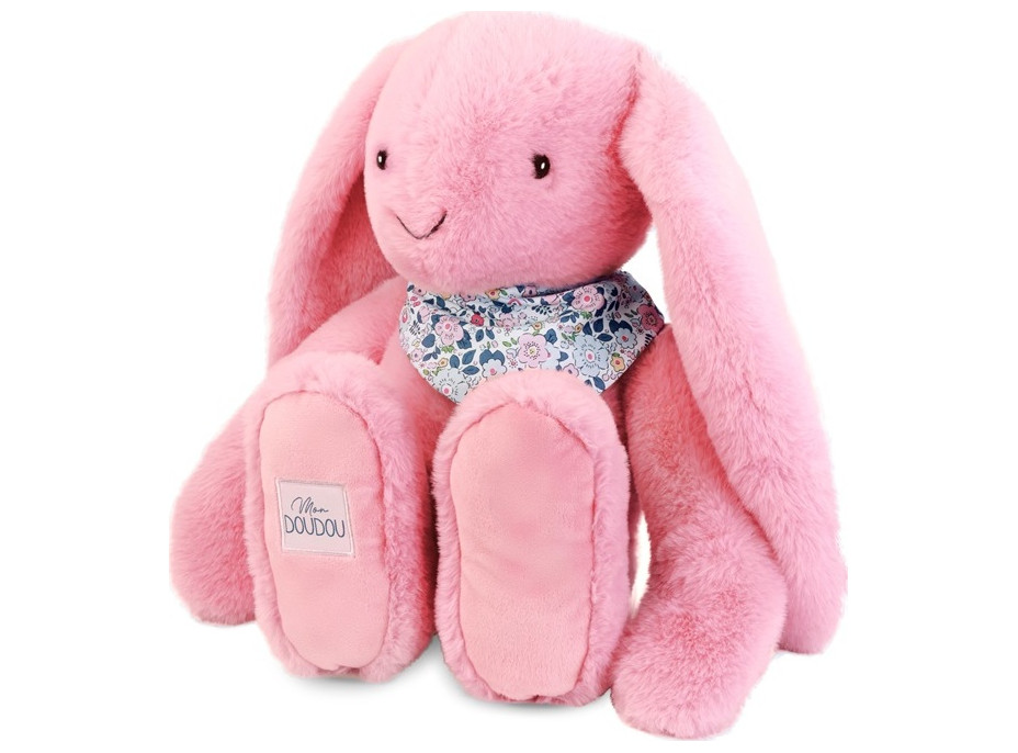 Doudou Plyšový králík XXL s šátkem růžový 50 cm