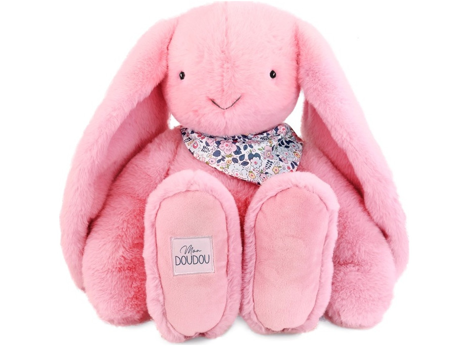 Doudou Plyšový králík XXL s šátkem růžový 50 cm