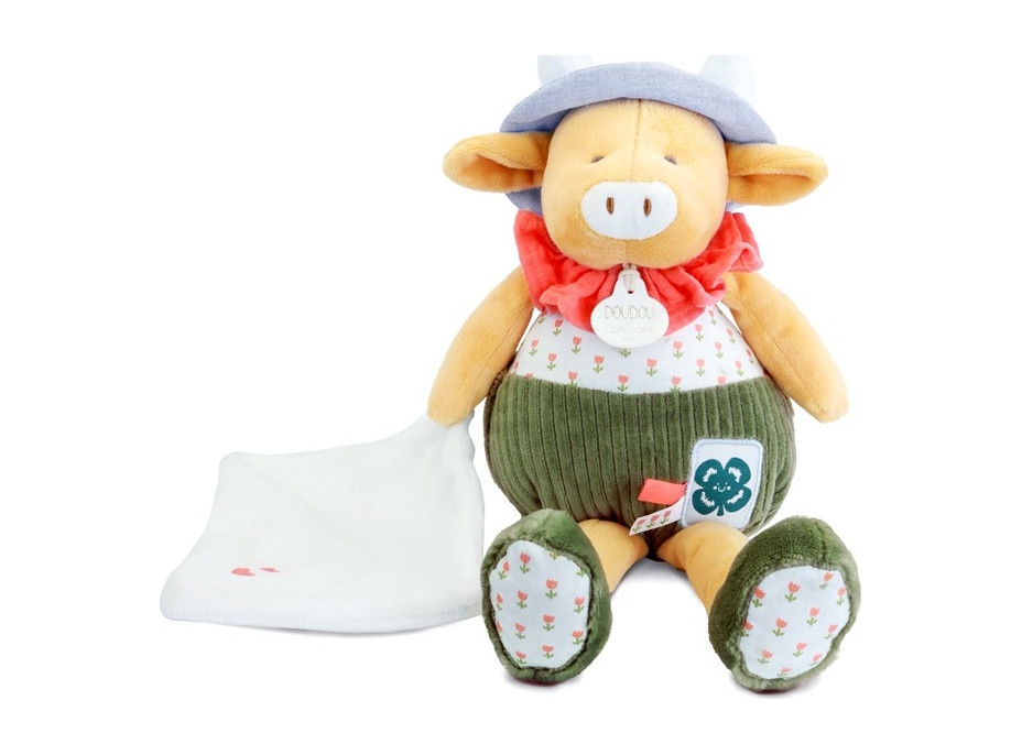 Doudou Dárková sada Plyšová kravička Aneth s dečkou zelená 28 cm