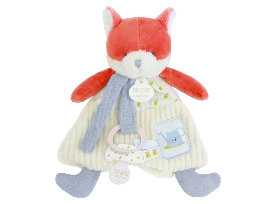 Doudou Dárková sada Plyšová liška Romarin s úchytem na dudlík 19 cm
