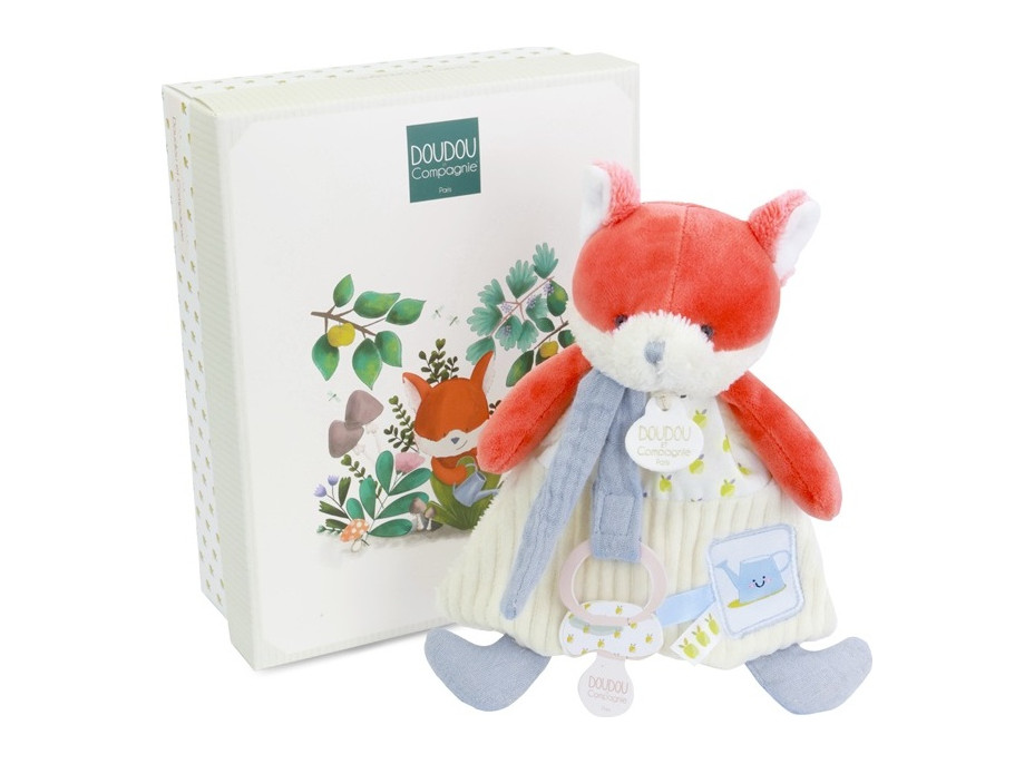Doudou Dárková sada Plyšová liška Romarin s úchytem na dudlík 19 cm