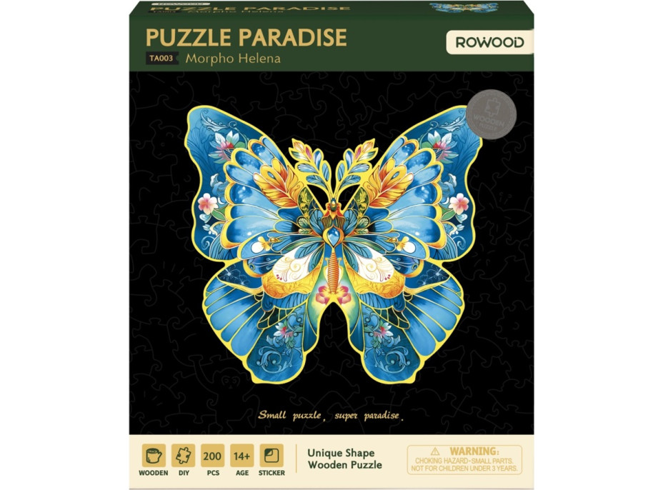 RoboTime Dřevěné puzzle Motýl Morpho Helena