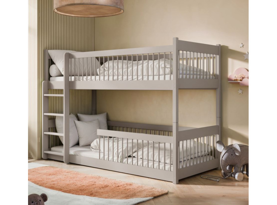 Dětská patrová postel s Montessori lůžkem z masivu borovice BOLEK - 180x80 cm - KAŠMÍROVÁ
