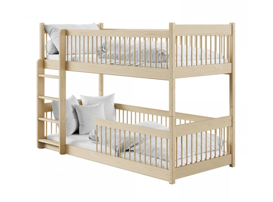 Dětská patrová postel s Montessori lůžkem z masivu borovice BOLEK - 180x80 cm - PŘÍRODNÍ