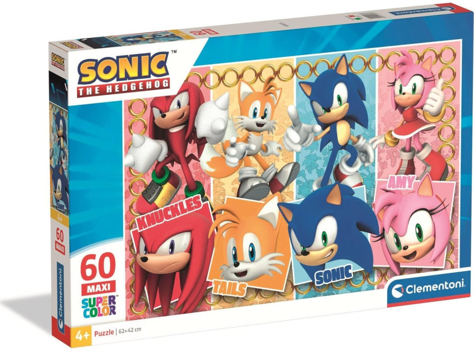CLEMENTONI Puzzle Ježek Sonic MAXI 60 dílků
