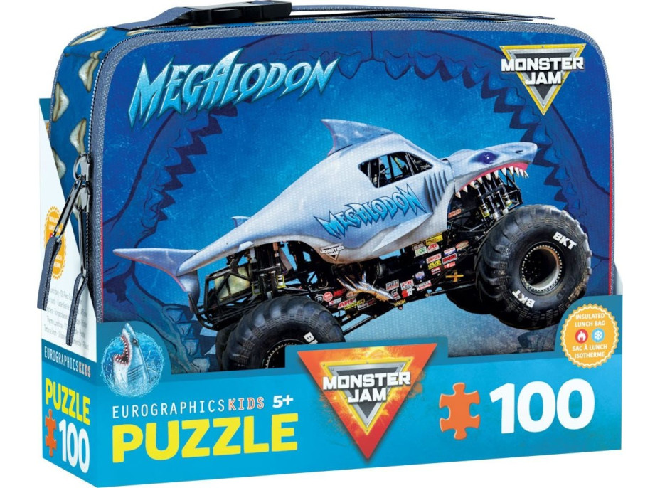 EUROGRAPHICS Puzzle ve svačinovém boxu Megalodon Monster Jam 100 dílků
