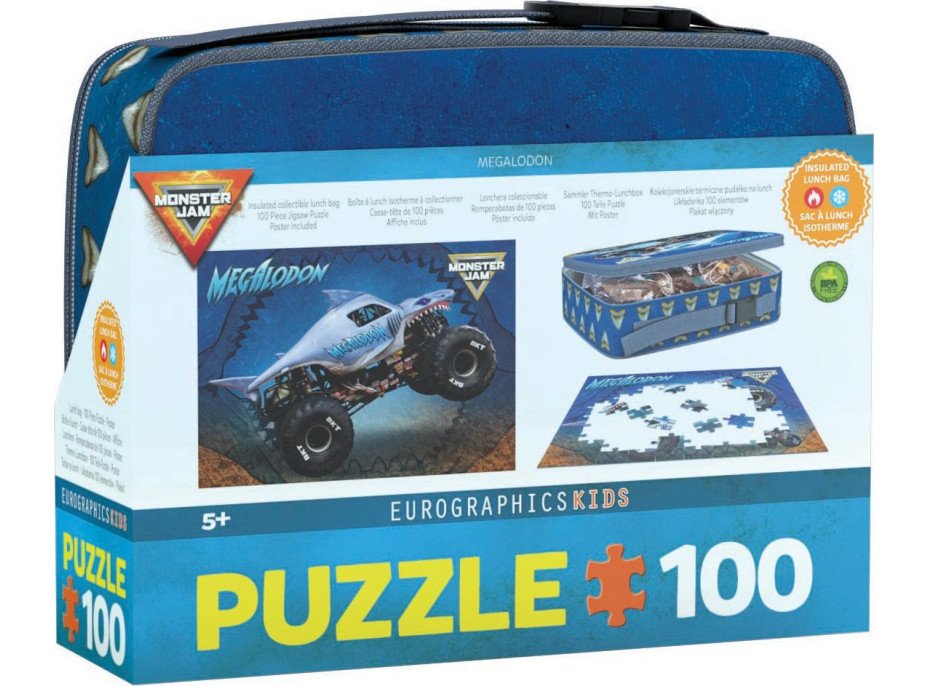 EUROGRAPHICS Puzzle ve svačinovém boxu Megalodon Monster Jam 100 dílků
