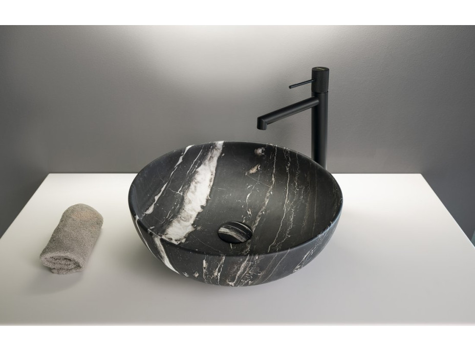 Sapho RONDANE keramické umyvadlo na desku Ø 41cm, carnico mramor AR435CM