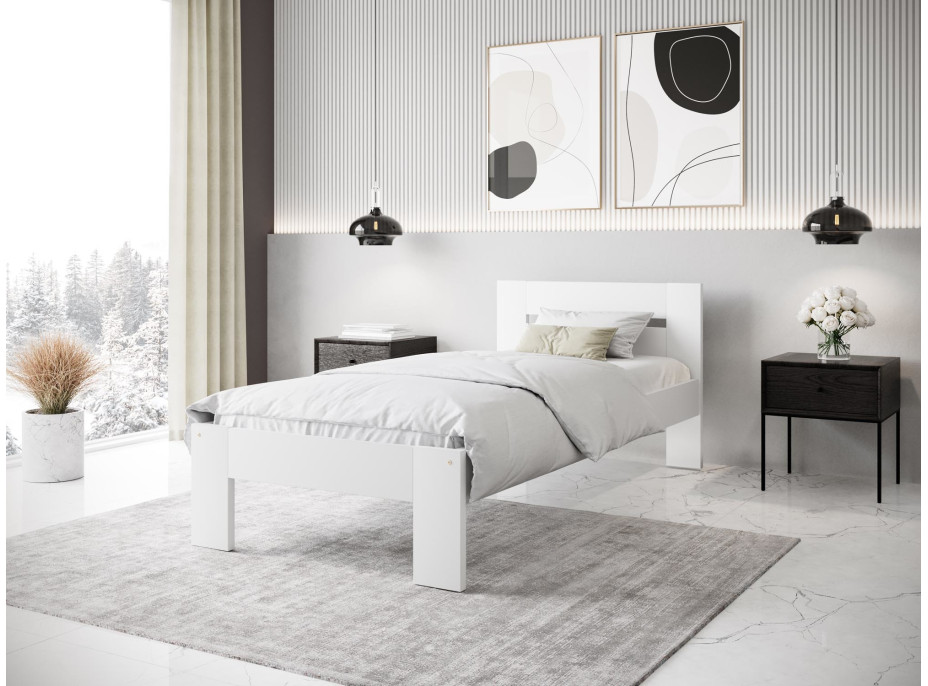 Postel z masivu buku MATYLDA 200x90 cm - bílá