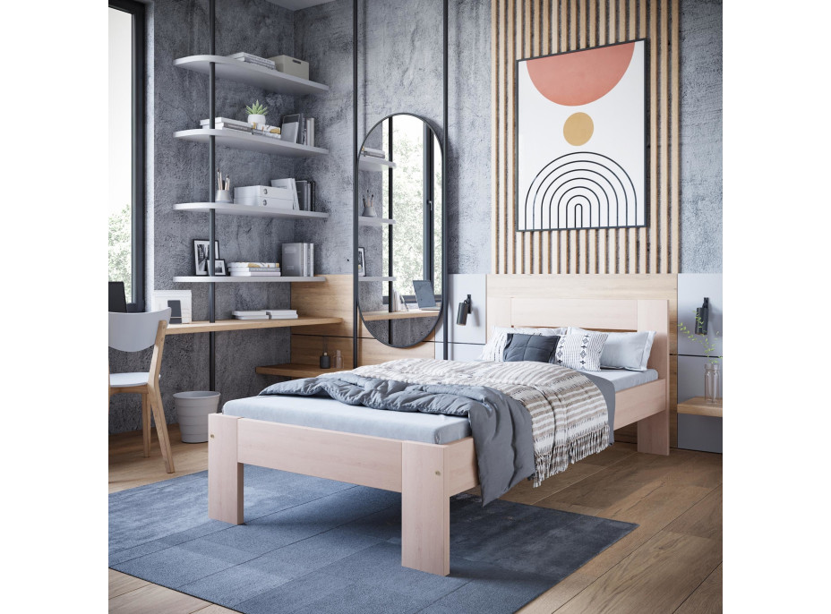 Postel z masivu buku MATYLDA 200x90 cm - přírodní