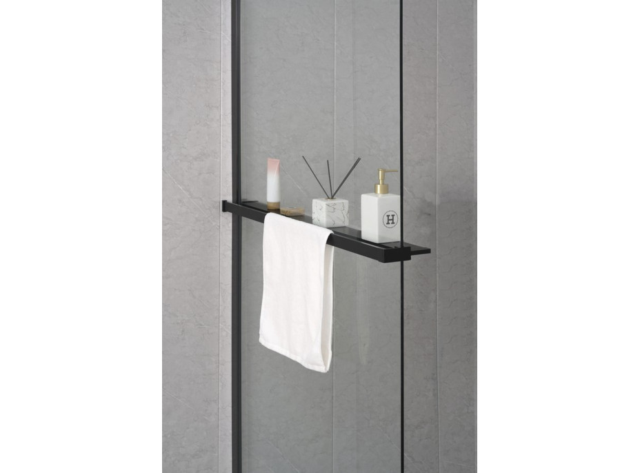 Sapho Police na walk-in zástěnu, 142cm, černá mat EG1425