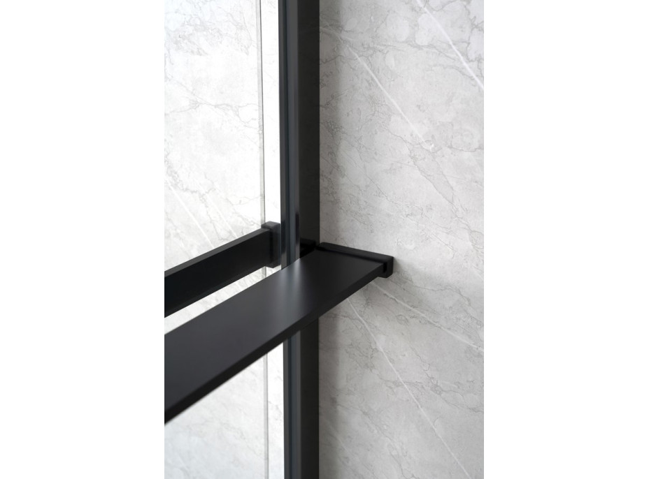 Sapho Police na walk-in zástěnu, 142cm, černá mat EG1425