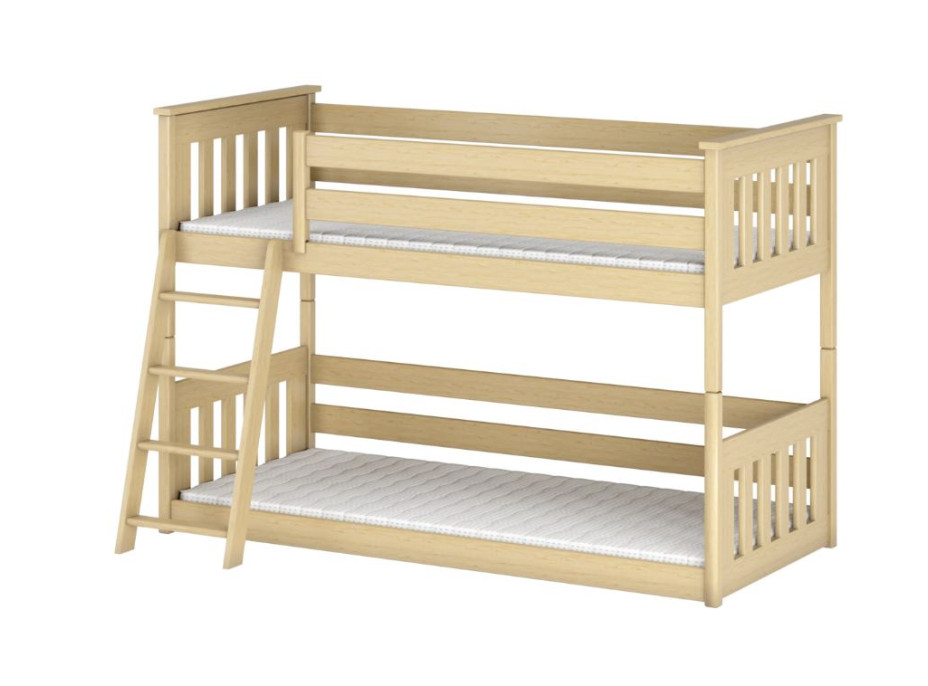 Dětská patrová postel s Montessori lůžkem z masivu borovice KEVIN - 180x80 cm - PŘÍRODNÍ