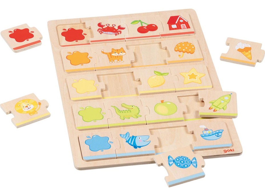 GOKI Dřevěné puzzle Barvy 5x4 dílků