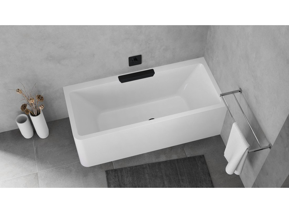 Polysan CASCATA R MONOLITH obdélníková vana 180x80x60cm, kaskáda černá 73836MR.102