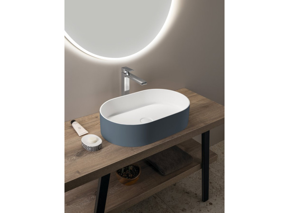 Sapho THIN umyvadlo na desku, Rockstone, 55x35cm, siena/bílá mat WN205-42