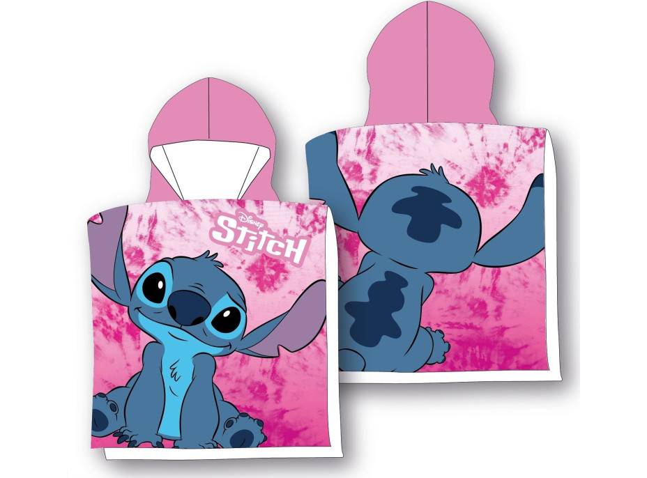 Dětská rychleschnoucí osuška s kapucí LILO A STITCH 50x100 cm - růžová